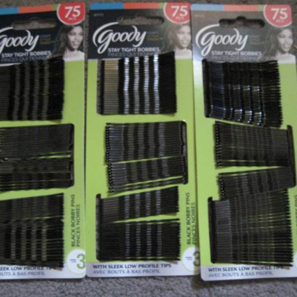 Goody Black Stay Tight Hold Metal Bobby Hair Pins Bobbies Secure Style Ball Tips